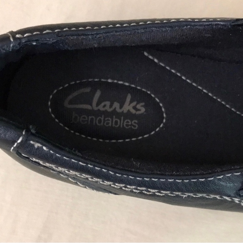 ♣️Clarks Ashland Alpine Bendable Black Leather Slip On Comfort Loafer Shoes 9M - Picture 6 of 8